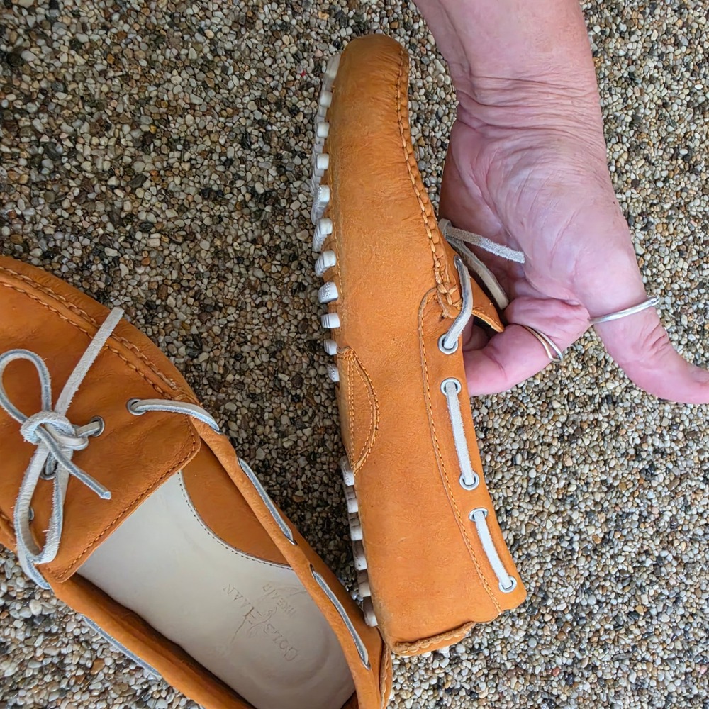 Cole Haan Nike Air Orange Leather Driving Moccasins Loafers D39810 Womens 7.5B - Picture 11 of 13